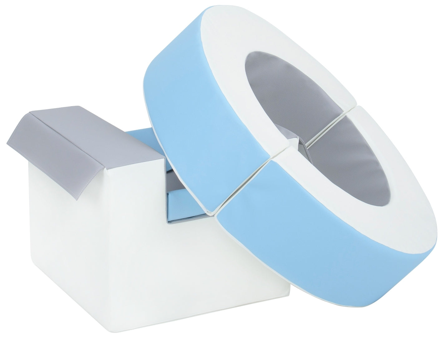 Blue, Grey & White Hoop & Cube