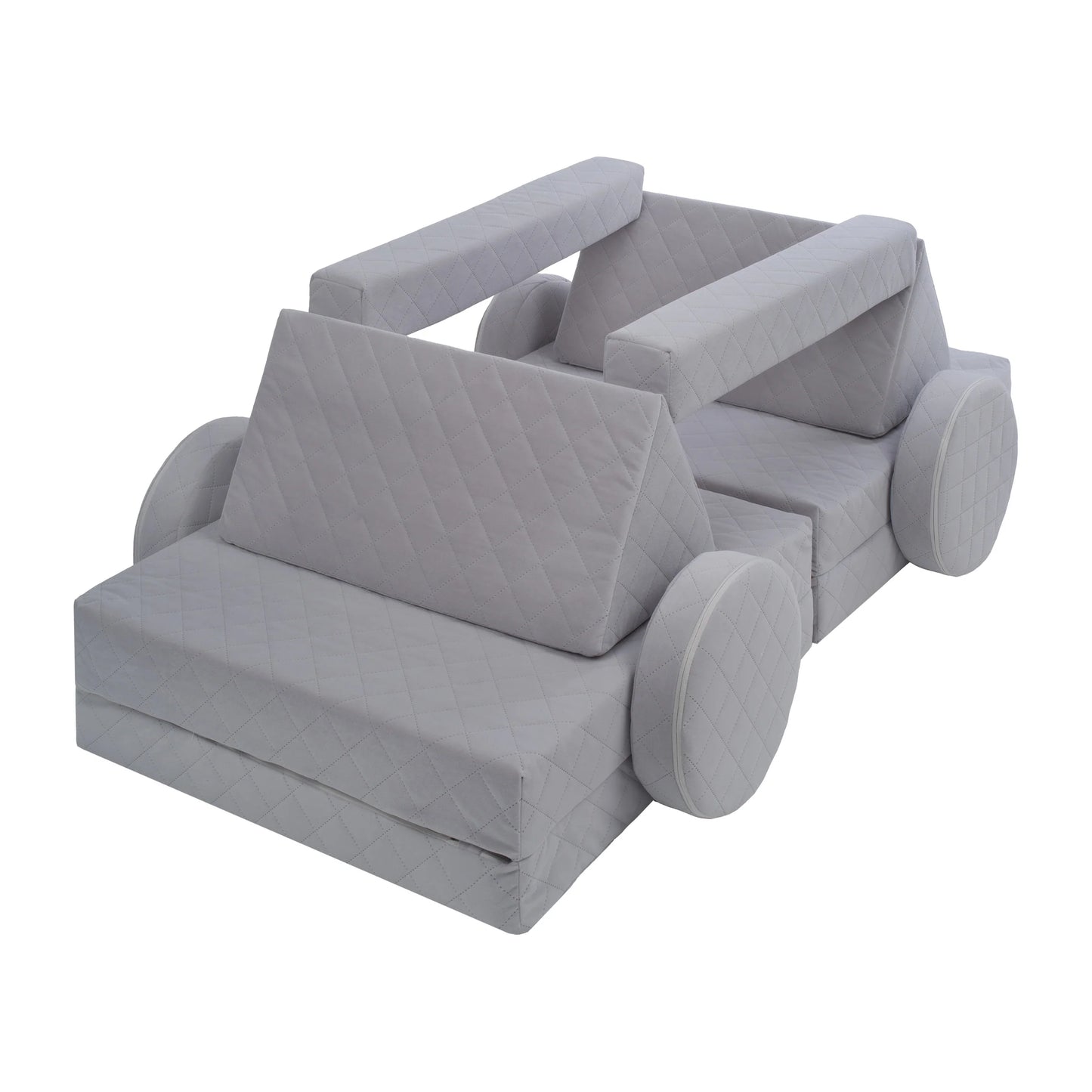 Grey Diamond Stitch Soft Play Sofa