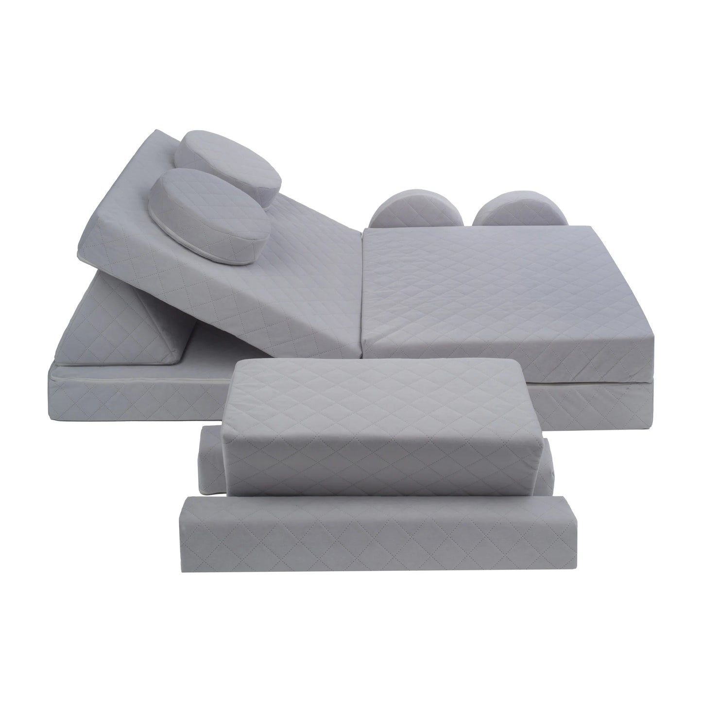 Grey Diamond Stitch Soft Play Sofa