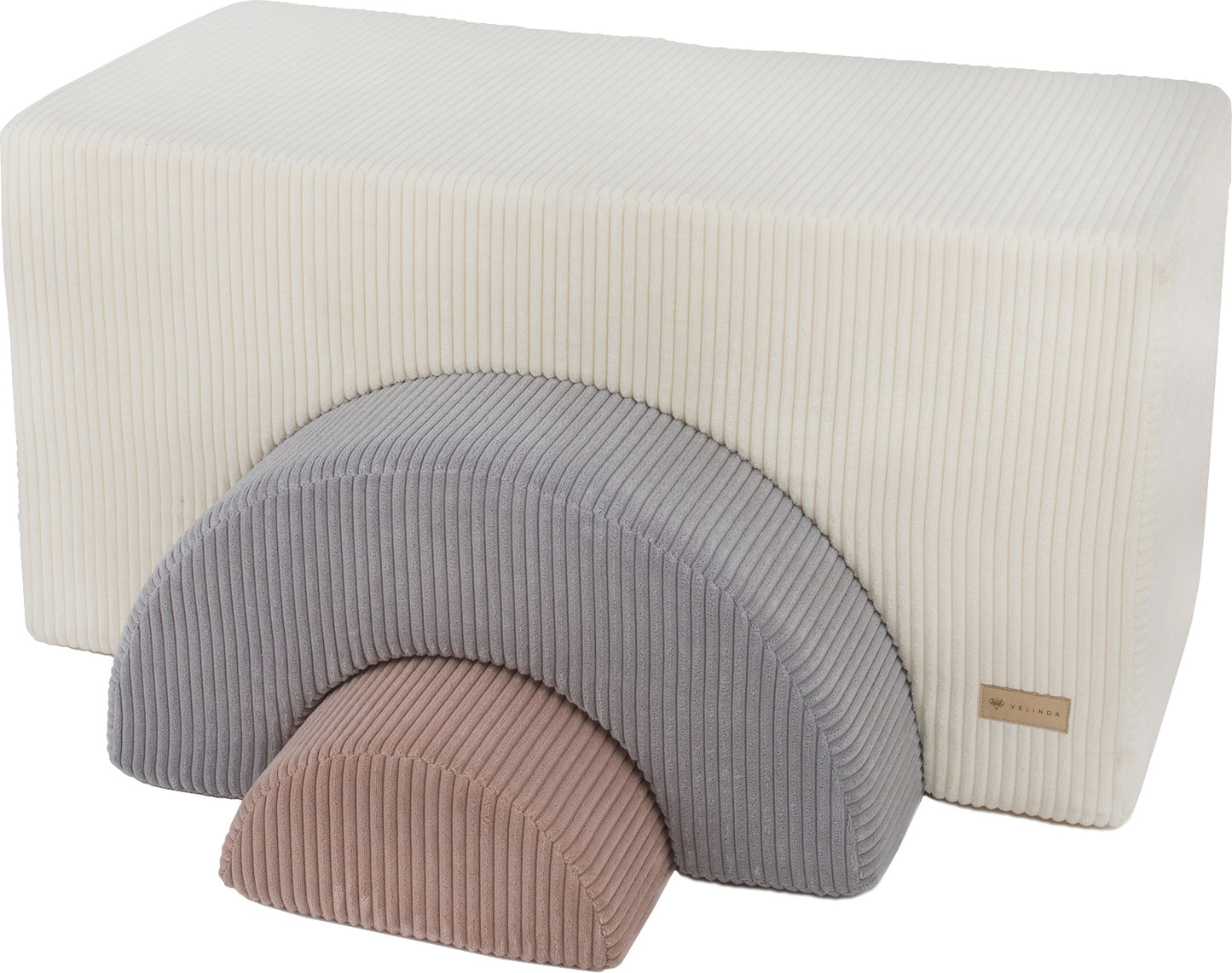 Corduroy Rainbow Foam Blocks - Cream, Grey & Pink