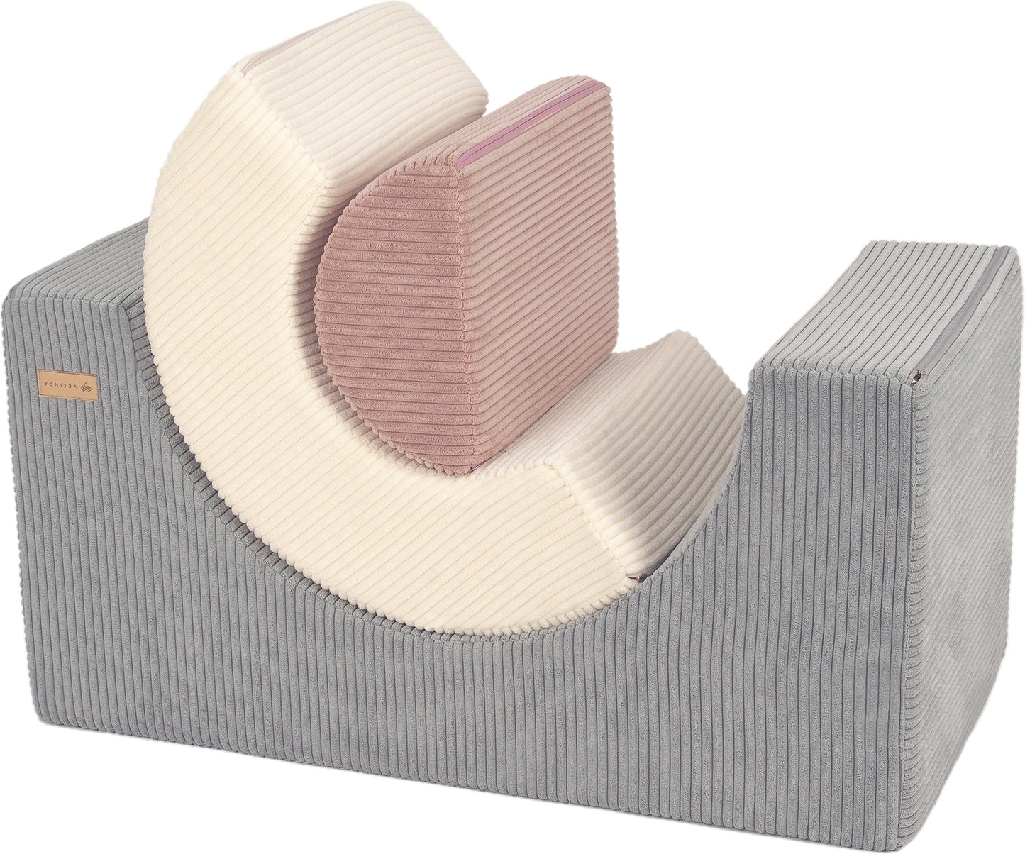 Corduroy Rainbow Foam Blocks - Grey, Cream & Pink