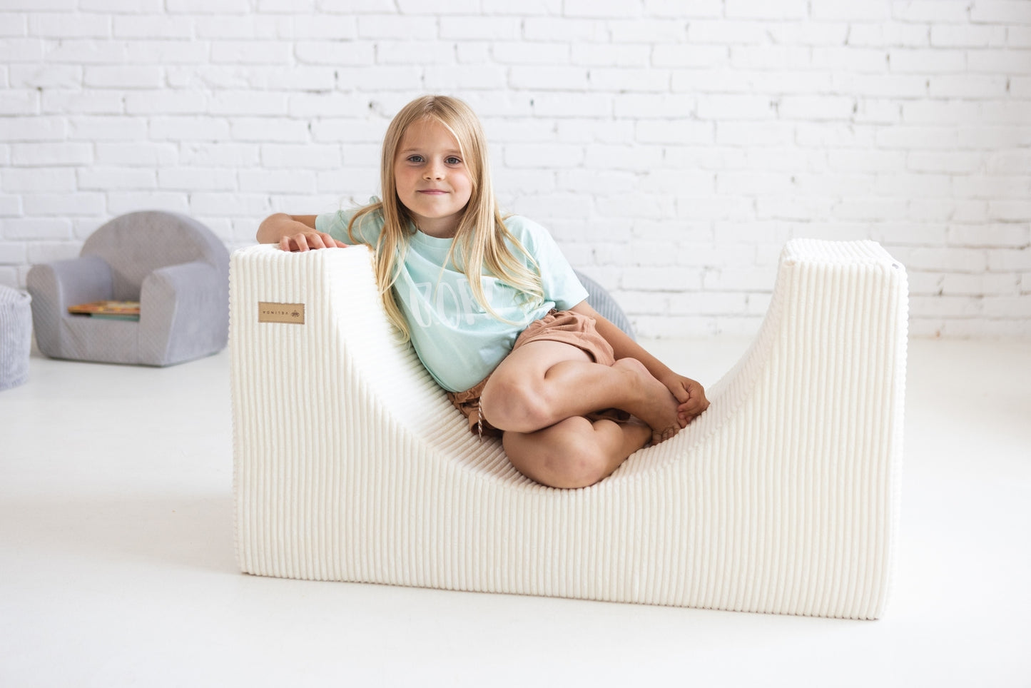 Corduroy Rainbow Foam Blocks - Cream, Grey & Pink