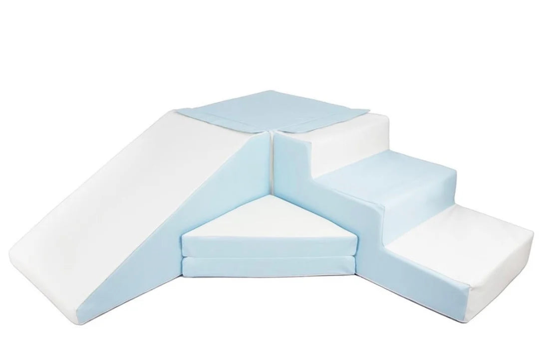 Pastel Blue & White Soft Play Step & Slide Set