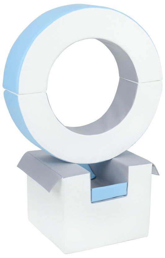 Blue, Grey & White Hoop & Cube