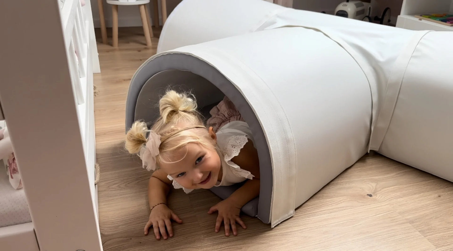 Grey with white 3 entrance tunnel