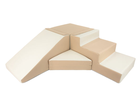 Beige & White Soft Play Step & Slide Set