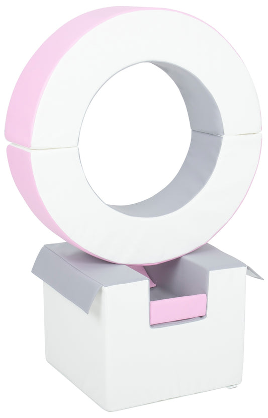 Pink, Grey & White Hoop & Cube