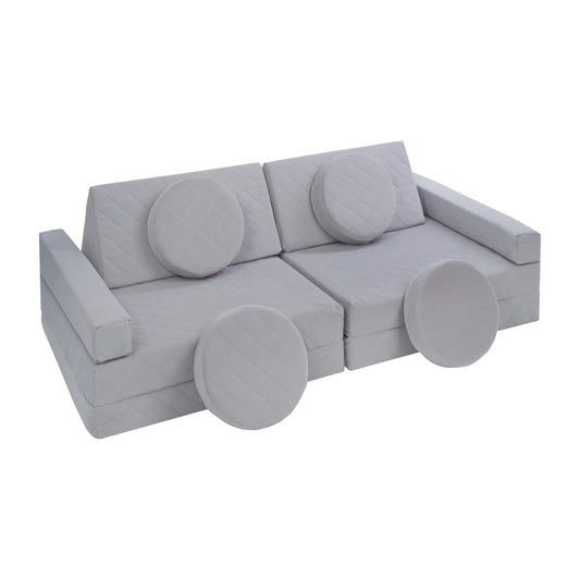 Grey Diamond Stitch Soft Play Sofa