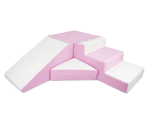 Pastel Pink & White Soft Play Step & Slide