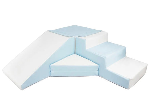 Pastel Blue & White Soft Play Step & Slide Set
