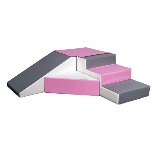 Pink, Grey & White Soft Play Step & Slide Set