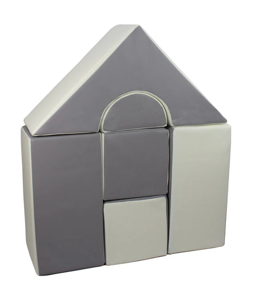 Grey & White Mini Castle Blocks Soft Play Set (6 blocks)