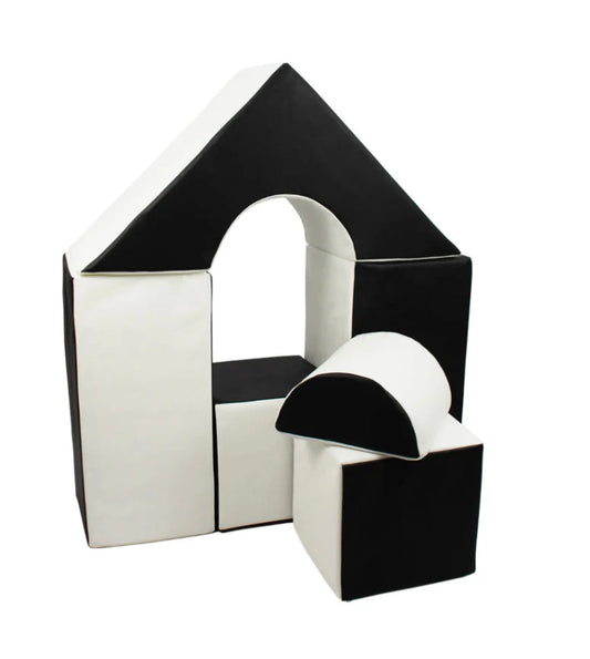 Black & White Mini Castle Blocks Soft Play Set (6 blocks)