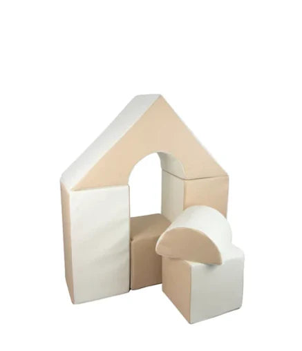 Beige & White Mini Castle blocks Soft Play Set (6 blocks)