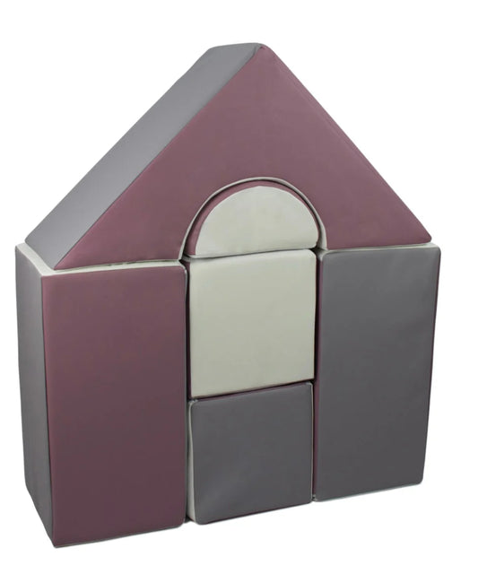 Purple, Grey & White Mini Castle Blocks Soft Play Set (6 blocks)