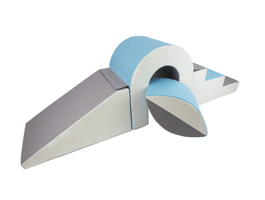 Blue, Grey & White Bridge/Slide And Balance Ball Soft Play Set