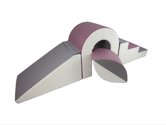 Purple, Grey & White Bridge/Slide And Balance Ball Soft Play Set