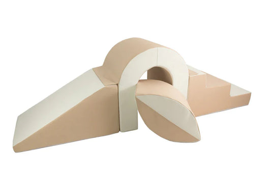Beige & White Bridge/Slide And Balance Ball Soft Play Set